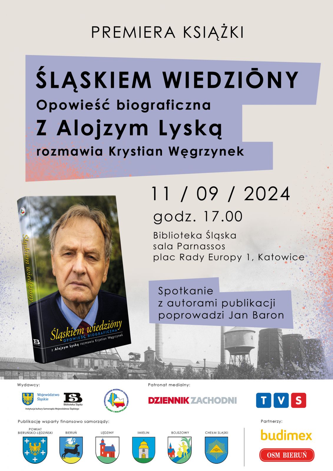 Plakat informacyjny ze zdjęciem okładki książki 